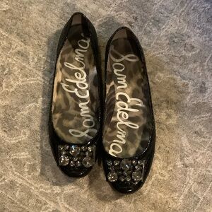 Sam Edelman Black Flats with Crystal Embellishments